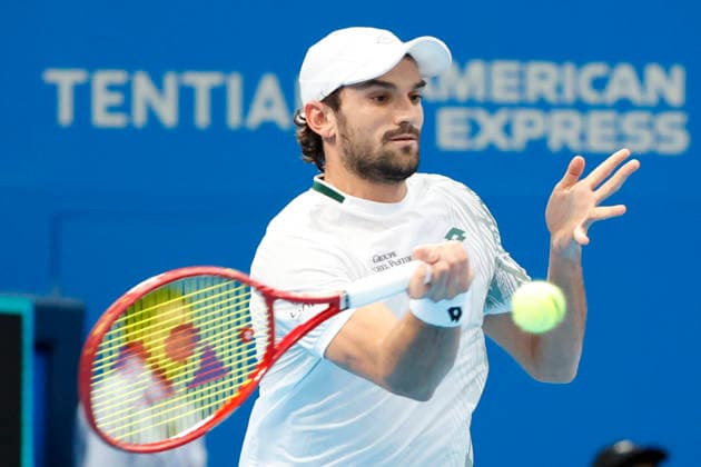 October 4, 2026, Tokyo, Japan: Valentin Vacherot (Monaco) returns a shot against Arthur Fils (France) during their quarterfinal match at the Kinoshita Group Japan Open Tennis Championships at Ariake Colosseum in Tokyo. The tournament runs from September 29 to October 6. Vacherot won 7-5, 4-6, 6-4. Tokyo Japan - ZUMAm191 20261004_aap_m191_099 Copyright: xRodrigoxReyesxMarinx