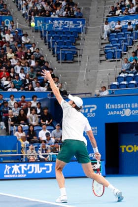 October 4, 2026, Tokyo, Japan: Valentin Vacherot (Monaco) serves against Arthur Fils (France) during their quarterfinal match at the Kinoshita Group Japan Open Tennis Championships at Ariake Colosseum in Tokyo. The tournament runs from September 29 to October 6. Vacherot won 7-5, 4-6, 6-4. Tokyo Japan - ZUMAm191 20261004_aap_m191_101 Copyright: xRodrigoxReyesxMarinx
