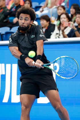 October 4, 2026, Tokyo, Japan: Arthur Fils (France) returns a shot against Valentin Vacherot (Monaco) during their quarterfinal match at the Kinoshita Group Japan Open Tennis Championships at Ariake Colosseum in Tokyo. The tournament runs from September 29 to October 6. Vacherot won 7-5, 4-6, 6-4. Tokyo Japan - ZUMAm191 20261004_aap_m191_143 Copyright: xRodrigoxReyesxMarinx