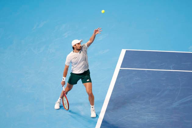 October 4, 2026, Tokyo, Japan: Valentin Vacherot (Monaco) serves against Arthur Fils (France) during their quarterfinal match at the Kinoshita Group Japan Open Tennis Championships at Ariake Colosseum in Tokyo. The tournament runs from September 29 to October 6. Vacherot won 7-5, 4-6, 6-4. Tokyo Japan - ZUMAm191 20261004_aap_m191_127 Copyright: xRodrigoxReyesxMarinx