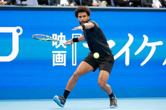October 4, 2026, Tokyo, Japan: Arthur Fils (France) returns a shot against Valentin Vacherot (Monaco) during their quarterfinal match at the Kinoshita Group Japan Open Tennis Championships at Ariake Colosseum in Tokyo. The tournament runs from September 29 to October 6. Vacherot won 7-5, 4-6, 6-4. Tokyo Japan - ZUMAm191 20261004_aap_m191_133 Copyright: xRodrigoxReyesxMarinx