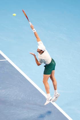 October 4, 2026, Tokyo, Japan: Valentin Vacherot (Monaco) serves against Arthur Fils (France) during their quarterfinal match at the Kinoshita Group Japan Open Tennis Championships at Ariake Colosseum in Tokyo. The tournament runs from September 29 to October 6. Vacherot won 7-5, 4-6, 6-4. Tokyo Japan - ZUMAm191 20261004_aap_m191_122 Copyright: xRodrigoxReyesxMarinx