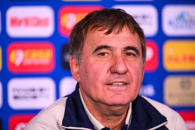 October 4, 2026: Head coach Gheorghe Hagi of the Romanian men’s national soccer team at a press conference on October 4, 2026 in Bucharest. Photo by Ludvig Thunman, BILDBYRAN, code LT LT0825: soccer, football, Fotball Nations League, UEFA Nations League, press conference, Romania, bbeng, soccer, football, Fotball Nations League, UEFA Nations League, press conference, Romaniabbeng Copyright: LUDVIGxTHUNMAN BB261004LT008