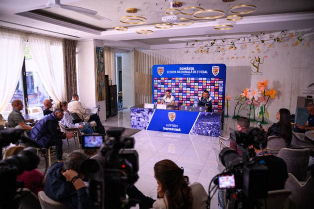 October 4, 2026: Head coach Gheorghe Hagi of the Romanian men’s national soccer team at a press conference on October 4, 2026 in Bucharest. Photo by Ludvig Thunman, BILDBYRAN. Code: LT LT0825. soccer, football, Fotball Nations League, UEFA Nations League, press conference, Romania, bbeng, soccer, football, Fotball Nations League, UEFA Nations League, press conference, Romaniabbeng Copyright: LUDVIGxTHUNMAN BB261004LT014