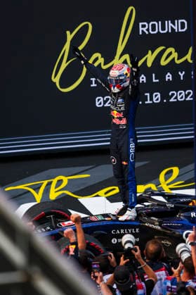 F1 - BAHRAIN GRAND PRIX IN MALAYSIA 2026 VERSTAPPEN Max (nld), Red Bull Racing Ford RB22, portrait celebrating his win during the 2026 Formula 1 Bahrain Grand Prix in Malaysia, 16th round of the 2026 Formula One World Championship, WM, Weltmeisterschaft from October 2 to 4, 2026 on the Sepang International Circuit, in Sepang, Malaysia - SepangMalaysia  Copyright: xANTONINxVINCENTx