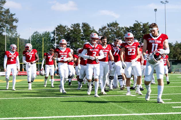 AMERICAN FOOTBALL - IFAF EC, AUT vs BEL SALZBURG,AUSTRIA,04.OCT.26 - AMERICAN FOOTBALL - IFAF European Championship, EM, Europameisterschaft Austria vs Belgium. Image shows the team of AUT. GEPAxpictures xJulioxArellano