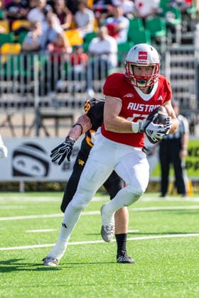 AMERICAN FOOTBALL - IFAF EC, AUT vs BEL SALZBURG,AUSTRIA,04.OCT.26 - AMERICAN FOOTBALL - IFAF European Championship, EM, Europameisterschaft Austria vs Belgium. Image shows Daniel Holzmann (AUT).  GEPAxpictures xJulioxArellano