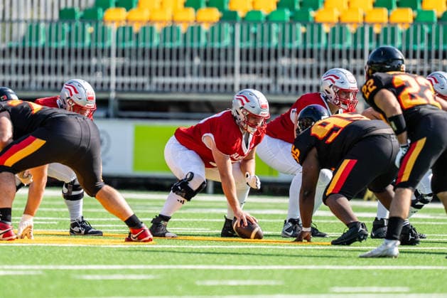 AMERICAN FOOTBALL - IFAF EC, AUT vs BEL SALZBURG,AUSTRIA,04.OCT.26 - AMERICAN FOOTBALL - IFAF European Championship, EM, Europameisterschaft Austria vs Belgium. Image shows Benjamin Liedlbauer (AUT).  GEPAxpictures xJulioxArellano