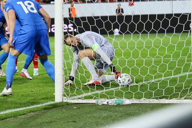 1 1 Own goal by Erik Janza (Slovenia), 13, Switzerland, UEFA, Nations League, Matchday 3, Switzerland vs. Slovenia, October 3, 2026, Swissporarena, Lucerne, Switzerland Copyright: xGrantxHubbsx