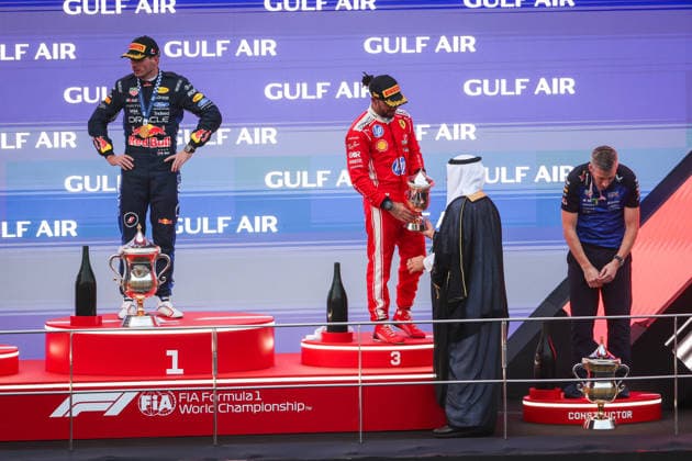 F1 - BAHRAIN GRAND PRIX IN MALAYSIA 2026 podium HAMILTON Lewis (gbr), Scuderia Ferrari SF-26, portrait during the 2026 Formula 1 Bahrain Grand Prix in Malaysia, 16th round of the 2026 Formula One World Championship, WM, Weltmeisterschaft from October 2 to 4, 2026 on the Sepang International Circuit, in Sepang, Malaysia - SepangMalaysia  Copyright: xANTONINxVINCENTx
