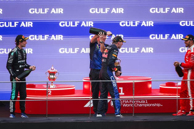 F1 - BAHRAIN GRAND PRIX IN MALAYSIA 2026 podium VERSTAPPEN Max (nld), Red Bull Racing Ford RB22, KIMI ANTONELLI Andrea (ita), Mercedes AMG F1 Team W17, portrait during the 2026 Formula 1 Bahrain Grand Prix in Malaysia, 16th round of the 2026 Formula One World Championship, WM, Weltmeisterschaft from October 2 to 4, 2026 on the Sepang International Circuit, in Sepang, Malaysia - SepangMalaysia  Copyright: xANTONINxVINCENTx