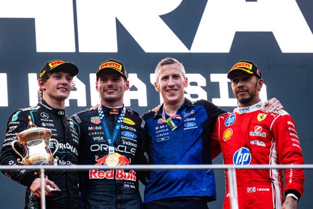 Formula 1 Gulf Air Bahrain Grand Prix in Malaysia 2026 Levi Erb OVERTAKE MAXPPP - Sepang 04 10 2026 Podium at the Formula 1 Gulf Air Bahrain Grand Prix 2026 in Malaysia, the 15th round of the 2026 FIA Formula 1 World Championship, WM, Weltmeisterschaft at the Sepang International circuit, from 1 to 4 October 2026 Sepang Sepang International Circuit Malaysia  Copyright: xOVERTAKE MAXPPPxLevixErbx OVT202610047752 OVT202610047752