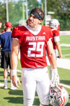 AMERICAN FOOTBALL - IFAF EC, AUT vs BEL SALZBURG,AUSTRIA,04.OCT.26 - AMERICAN FOOTBALL - IFAF European Championship, EM, Europameisterschaft Austria vs Belgium. Image shows Lukas Myopisch (AUT).  GEPAxpictures xJulioxArellano