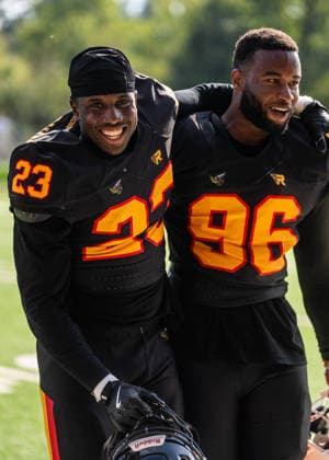AMERICAN FOOTBALL - IFAF EC, AUT vs BEL SALZBURG,AUSTRIA,04.OCT.26 - AMERICAN FOOTBALL - IFAF European Championship, EM, Europameisterschaft Austria vs Belgium. Image shows Stef Atidzah and Abdoulaye Sow (BEL).  GEPAxpictures xJulioxArellano