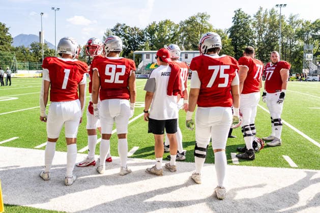 AMERICAN FOOTBALL - IFAF EC, AUT vs BEL SALZBURG,AUSTRIA,04.OCT.26 - AMERICAN FOOTBALL - IFAF European Championship, EM, Europameisterschaft Austria vs Belgium. Image shows the team of AUT.  GEPAxpictures xJulioxArellano