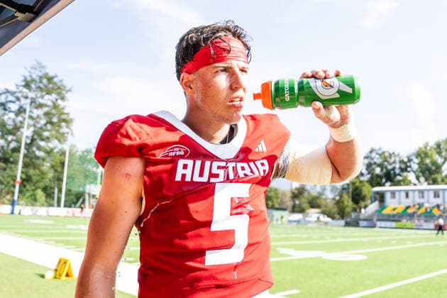 AMERICAN FOOTBALL - IFAF EC, AUT vs BEL SALZBURG,AUSTRIA,04.OCT.26 - AMERICAN FOOTBALL - IFAF European Championship, EM, Europameisterschaft Austria vs Belgium. Image shows Fabian Eder (AUT).  GEPAxpictures xJulioxArellano