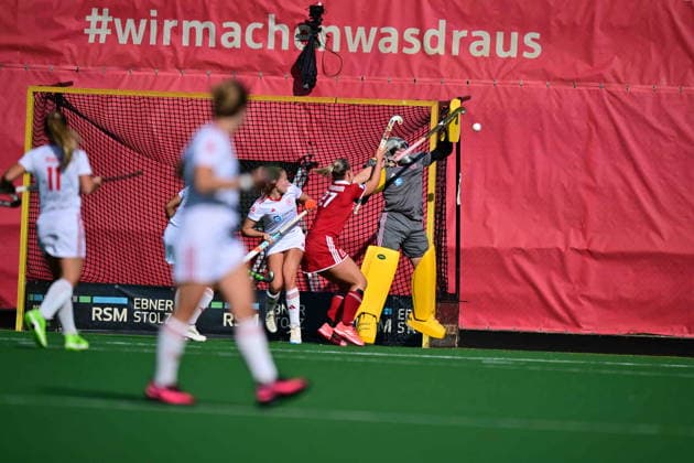 Hockey, Women s, 1st Bundesliga, BHC Rot Weiss Köln, October 4, 2026, Franziska Hagen (goalie), BHC Bremen, Bremen, Germany AK9_1844