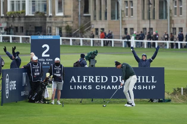 RECORD DATE NOT STATED 4th October 2026; Old Course at St Andrews, St Andrews, Scotland; DP World Tour Golf, Alfred Dunhill Links Championship, Final Day; Adrian Meronk plays his tee shot on the 2nd hole AlecxBrown