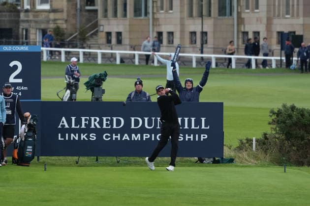 RECORD DATE NOT STATED 4th October 2026; Old Course at St Andrews, St Andrews, Scotland; DP World Tour Golf, Alfred Dunhill Links Championship, Final Day; Casey Jarvis plays his tee shot on the 2nd hole AlecxBrown