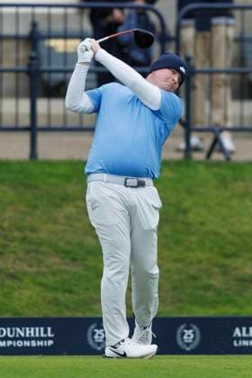 RECORD DATE NOT STATED 4th October 2026; Old Course at St Andrews, Mount Melville, Scotland; DP World Tour Golf, Alfred Dunhill Links Championship, Final Day; Robert Macintyre of Scotland plays a shot from the tee on the first hole DavidxYoung