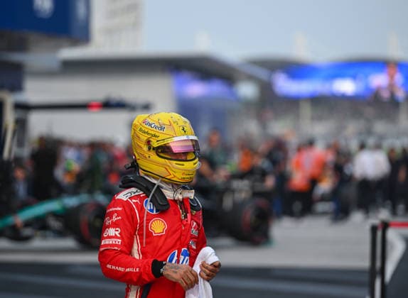 October 4, 2026, Sepang, Selangor, Malaysia: Scuderia Ferrari HP driver Lewis Hamilton (44) celebrates after finishing third in the Formula 1 Gulf Air Bahrain Grand Prix in Malaysia at the PETRONAS Sepang International Circuit, in Sepang, Selangor, Malaysia. Sepang Malaysia - ZUMAk197 20261004_zsp_k197_022 Copyright: xRanjithxKumarx