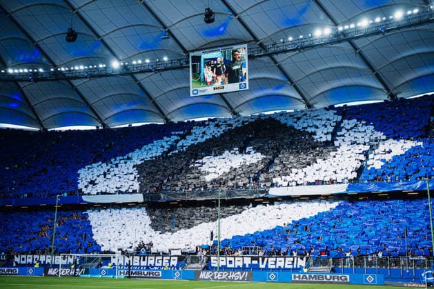 Friendly Match: Hamburger SV vs. FC Copenhagen, October 4, 2026. Part of the choreography from the North Stand. Soccer, Friendly Match: Hamburger SV vs. FC Copenhagen on October 4, 2026, at the Volksparkstadion, Hamburg DFL REGULATIONS PROHIBIT ANY USE OF PHOTOGRAPHS AS IMAGE SEQUENCES AND OR QUASI-VIDEO Copyright: xBEAUTIFULxSPORTS Tonhäuserx