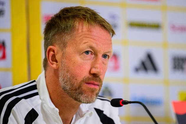 October 4, 2026: Head coach Graham Potter of the Swedish men’s national soccer team at a press conference on October 4, 2026 in Bucharest. Photo by Ludvig Thunman, BILDBYRAN. Code: LT LT0827. soccer, football, fotball, Nations League, UEFA Nations League, press conference, Sweden, Sweden A, bbeng, soccer, football, fotball, Nations League, UEFA Nations League, press conference press conference Sweden Sweden Sweden A BBENG Copyright: LUDVIGxTHUNMAN BB261004LT072