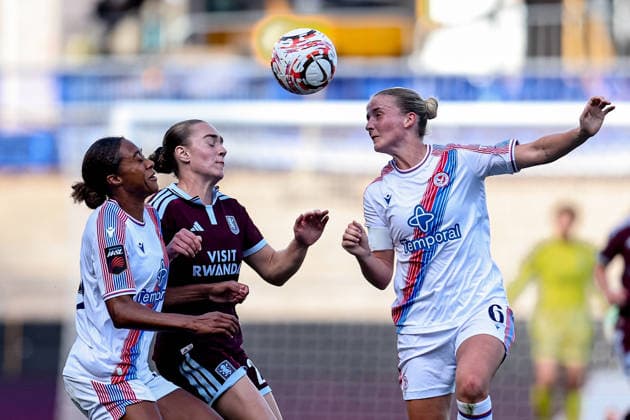 Aston Villa Women v Crystal Palace Women, Women s Super League Crystal Palace Women midfielder Aimee Everett (6) heads the ball during the Women s Super League match between Aston Villa Women and Crystal Palace Women at Villa Park, Birmingham, UK on 4 October 2026. Birmingham Villa Park West Midlands UK Editorial use only , Copyright: xManjitxNarotrax PSI-24960-0024
