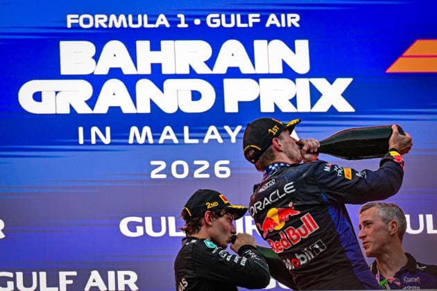Podium of the Race during the Race of Formula 1 Gulf Air Bahrain Grand Prix in Malaysia 2026 at Sepang International Circuit in Sepang, Malaysia. Round 16 of 23 of the 2026 FIA Formula One World Championship, WM, Weltmeisterschaft held October 2-4, 2026. The race was relocated from Bahrain to Malaysia and held at Sepang International Circuit. Formula 1 Gulf Air Bahrain Grand Prix in Malaysia 2026 - Round 16 of 23 - Sepang International Circuit, Sepang, Malaysia F1-2026-R04-BHR