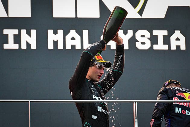 Podium of the Race during the Race of Formula 1 Gulf Air Bahrain Grand Prix in Malaysia 2026 at Sepang International Circuit in Sepang, Malaysia. Round 16 of 23 of the 2026 FIA Formula One World Championship, WM, Weltmeisterschaft held October 2-4, 2026. The race was relocated from Bahrain to Malaysia and held at Sepang International Circuit. Formula 1 Gulf Air Bahrain Grand Prix in Malaysia 2026 - Round 16 of 23 - Sepang International Circuit, Sepang, Malaysia F1-2026-R04-BHR