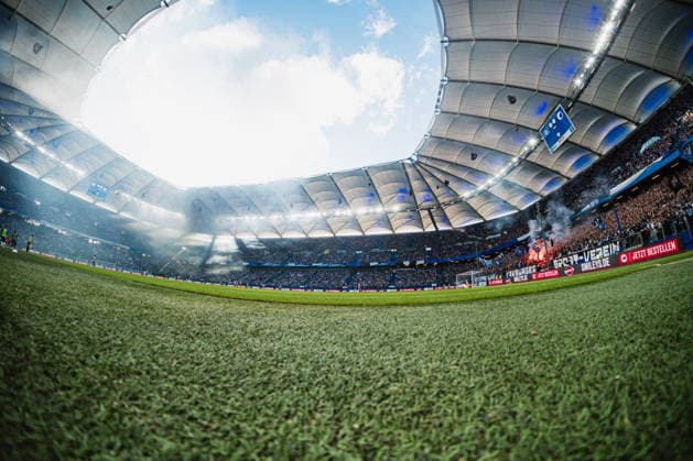Friendly Match: Hamburger SV vs. FC Copenhagen, October 4, 2026. A wide shot of the Volksparkstadion, slightly shrouded in smoke from pyrotechnics. Soccer, Friendly Match: Hamburger SV vs. FC Copenhagen on October 4, 2026, at the Volksparkstadion, Hamburg. DFL regulations prohibit any use of photographs as image sequences and or quasi-video. Copyright: xBEAUTIFULxSPORTS Tonhäuserx