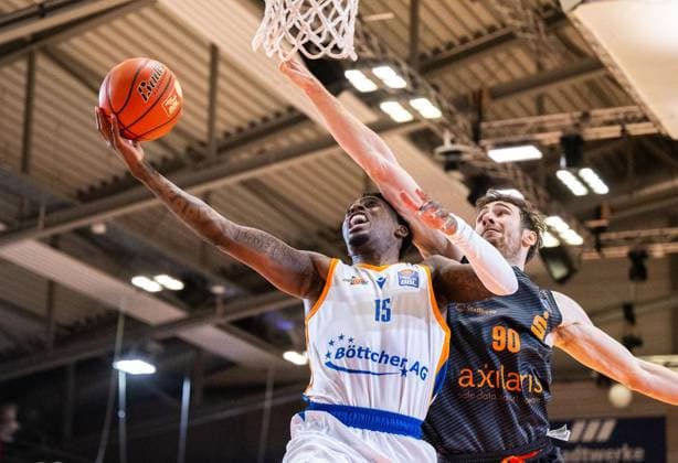 BASKETBALL EASYCREDIT BBL MATCHDAY 4 SCIENCE CITY JENA NINERS CHEMNITZ ** FOR EDITORIAL PURPOSES ONLY ** EDITORIAL USE ONLY ** p 04 10 2026 Jena Basketball easyCredit BBL 1 Basketball Bundesliga 2026–2027 Season, Matchday 4, Sparkassen Arena, Science City Jena NINERS vs. Chemnitz in the photo: Sacar Anim 15, Science City Jena in a one-on-one battle with Jannis von Seckendorff 90 NINERS Chemnitz Germany Thuringia Jena Copyright SaschaxFromm Copyright: SaschaxFromm doc87vvx835ij8o1yefegn ,EDITORIAL USE ONLY Copyright: SaschaxFromm