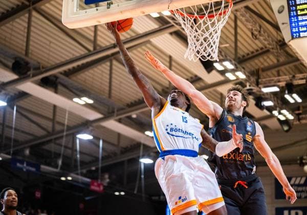 BASKETBALL EASYCREDIT BBL MATCHDAY 4 SCIENCE CITY JENA NINERS CHEMNITZ ** FOR EDITORIAL PURPOSES ONLY ** EDITORIAL USE ONLY ** p 04 10 2026 Jena Basketball easyCredit BBL 1 Basketball Bundesliga 2026–2027 Season, Matchday 4, Sparkassen Arena, Science City Jena NINERS vs. Chemnitz in the photo: Sacar Anim 15, Science City Jena in a one-on-one battle with Jannis von Seckendorff 90 NINERS Chemnitz Germany Thuringia Jena Copyright SaschaxFromm Copyright: SaschaxFromm doc87vvx85vyp51n4wggrtf ,EDITORIAL USE ONLY Copyright: SaschaxFromm