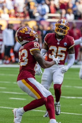 83 Jaylin Lane (WR) Washington Commanders wait of the catch Indianapolis Colts vs Washington Commanders, American Football, NFL, American Football Herren, USA Week 4, 2026, 04.10.2026 Tottenham Tottenham Hotspur Stadium Vereinigtes Königreich Copyright: xPFA ThomasxMummertx