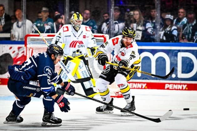 Philip Gogulla, Krefeld Pinguine, 87; Kevin Bicker, Iserlohn Roosters, 83, GER, Iserlohn Roosters vs. Krefeld Pinguine, Ice Hockey, Penny DEL, Matchday 6, 2026–2027 Season, October 4, 2026, GER, Iserlohn Roosters vs. Krefeld Pinguine, Ice Hockey, Penny DEL, Matchday 6, 2026–2027 Season, October 4, 2026, Iserlohn Copyright: xJonasxBrockmann Eibner-Pressefotox EP_JBN