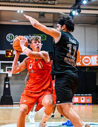 October 4, 2026, GER, Basketball, Men s, 2nd Division ProA, 2026–2027 Season, Matchday 3, OrangeAcademy vs. MHP Academics Heidelberg; Zoran Milicic (OrangeAcademy), 44; Erol Ersek (Heidelberg), 11; Neu Ulm Orange Campus, Bavaria, Germany Copyright: xNordphotox xHafnerx