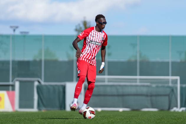 Bismark Adomah, SC Freiburg II, 52 with the ball, Germany, soccer, friendly match, SC Freiburg vs. FC Luzern, October 3, 2026, Europa-Park Stadium, training field, Freiburg, Europa-Park Stadium, training field, Baden-Württemberg, Germany Copyright: xArnexAmbergx