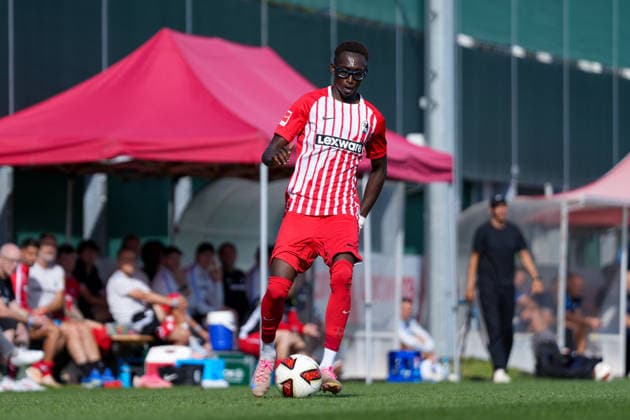 Bismark Adomah, SC Freiburg II, 52 with the ball, Germany, soccer, friendly match, SC Freiburg vs. FC Lucerne, October 3, 2026, Europa-Park Stadium, training field, Freiburg, Europa-Park Stadium, training field, Baden-Württemberg, Germany Copyright: xArnexAmbergx