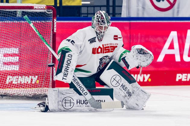 Tobias Ancicka, goaltender, Augsburger Panther, 45, during warm-ups in Germany, EHC Red Bull Munich vs. Augsburger Panther, DEL, 2026–2027 season, Matchday 6, October 4, 2026 Photo: HMB Media, Heike Feiner Copyright: HMBxMedia HeikexFeiner
