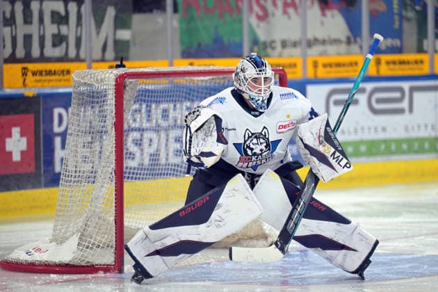 Philipp Maurer, EC Kassel Huskies, 33, Goalie, Bietigheim Steelers vs. EC Kassel Huskies, Ice Hockey, DEL 2, 6th Regular Season Game, 2026–2027 Season, October 4, 2026, Bietigheim Steelers vs. EC Kassel Huskies, Ice Hockey, DEL 2, 6th Regular Season Game, 2026–2027 Season, October 4, 2026, Bietigheim Copyright: xEibner-Pressefotox EP_TBR
