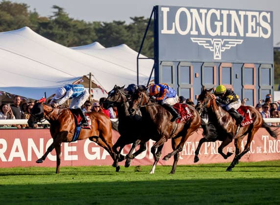 October 4, 2026, Paris, USA: True Love (8) ridden by Ryan Moore wins the Qatar Prix De La Foret (Group 1) during Qatar Prix de lÃ¢â‚¬â ¢Arc de Triomphe Day at Longchamp Racecourse in Paris, France on October 4, 2026. Eclipse Sportswire CSM Paris USA - ZUMAcs17 20261004_faf_cs17_139 Copyright: xSandraxScherningx