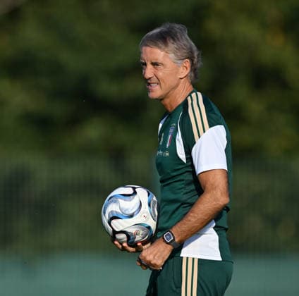 Ahead of Italy v Turkiye - UEFA Nations League BOLOGNA, ITALY - OCTOBER 04: Head coach of Italy Roberto Mancini in action during a training session ahead of the UEFA Nations League A Group 1 match between Italy and Turkiye at the Bologna FC Technical Centre near Bologna, Italy on October 4, 2026. Mustafa Yalcin Anadolu Bologna Italy. Editorial use only. Please get in touch for any other usage.  Copyright: x2026xAnadoluxMustafaxYalcinx