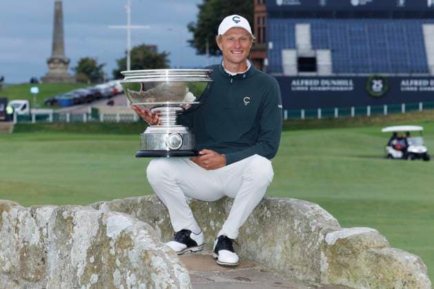 RECORD DATE NOT STATED 4th October 2026; Old Course at St Andrews, Mount Melville, Scotland; DP World Tour Golf, Alfred Dunhill Links Championship, Final Day; Winner Adrian Meronk of Poland with the Alfred Dunhill Links Championship trophy DavidxYoung