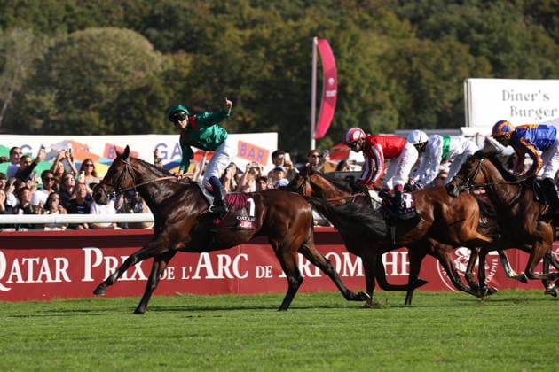 October 4, 2026, xsefx, Equestrian Sports, Horse Racing at Paris Longchamp, Highlights from the Prix de l Arc de Triomphe: Daryz wins the Qatar Prix de l Arc de Triomphe (Group 1, France) under jockey Mickael Barzalona