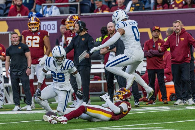 Incomplette pass to 3 Stefon Diggs (WR) Washington Commanders. Indianapolis Colts vs Washington Commanders, American Football, NFL, American Football Herren, USA Week 4, 2026, 04.10.2026 Tottenham Tottenham Hotspur Stadium Vereinigtes Königreich Copyright: xPFA ThomasxMummertx