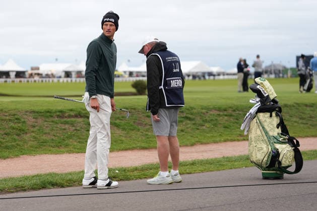 RECORD DATE NOT STATED 4th October 2026; Old Course at St Andrews, St Andrews, Scotland; DP World Tour Golf, Alfred Dunhill Links Championship, Final Day; Adrian Meronk reacts to his ball position on the 17th hole near the road AlecxBrown