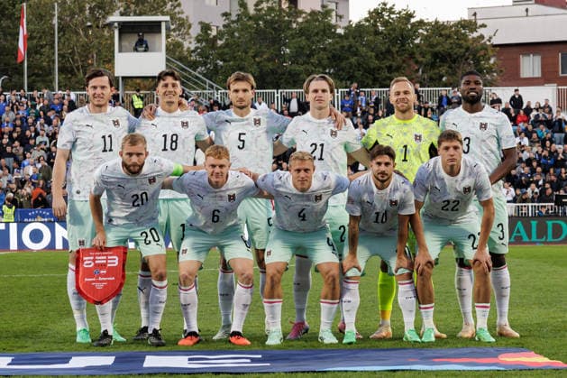 SOCCER - NL, KOS vs AUT PRISTINA,KOSOVO,04.OCT.26 - SOCCER - UEFA Nations League, OEFB international match, Länderspiel, Nationalmannschaft Kosovo vs Austria. Image shows the team of AUT. Keywords: teamphoto.  GEPAxpictures xArminxRauthner