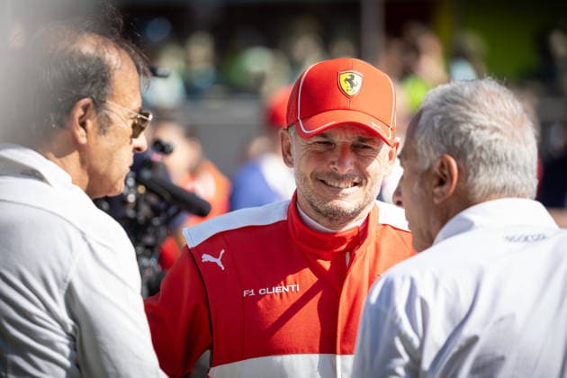 IPA89306755 - GIANCARLO FISICHELLA, Emanuele Pirro, and Riccardo Patrese during the Historic Italian Grand Prix, Mugello (FI), October 2–4, 2026.  Copyright: xFedericoxBasile IPAxSportx xx IPA89306755