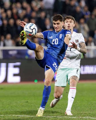 SOCCER - NL, KOS vs AUT PRISTINA,KOSOVO,04.OCT.26 - SOCCER - UEFA Nations League, OEFB international match, Länderspiel, Nationalmannschaft Kosovo vs Austria. Image shows Veldin Hodza (KOS) and Christoph Lang (AUT).  GEPAxpictures xArminxRauthner