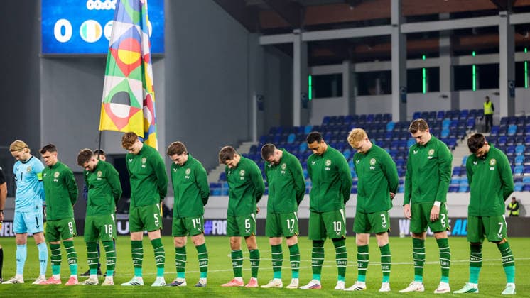 UEFA Nations League Group Stage, TSC Arena, BaÄka Topola, Serbia 4 10 2026 Republic of Ireland vs Israel A view of the Ireland team during the Israel national anthem A view of the Ireland team during the Israel national anthem 4 10 2026  Copyright: xx RB2_0291